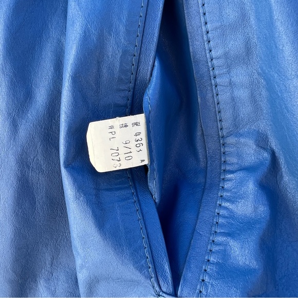 90s Blue Leather Zip Up Jacket - Picture 7 of 16